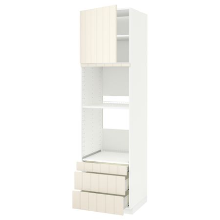 Высокий шкаф для духовки комбинированный, духовка + дверца, 3 ящика МЕТОД / ФОРВАРА, белый, Хитарп белый с оттенком