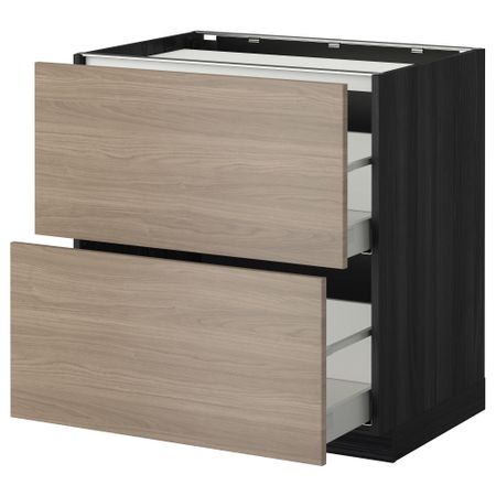 Напольный шкаф, 2 фронтальных панели, 3 ящика МЕТОД / МАКСИМЕРА, черный, Брокхульт светло-серый