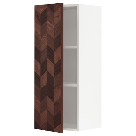 Навесной шкаф с полками, белый Hasslarp, коричневый с рисунком, 40x100 см IKEA METOD МЕТОД 294.608.07