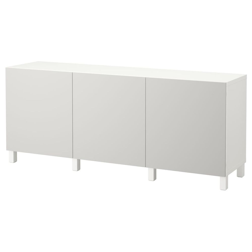 Комбинация для хранения с дверцами, белый/Лаппвикен светло-серый 180x40x74 см IKEA БЕСТО 992.467.05 - фото 1