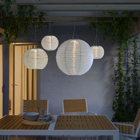 Подвесная светодиодная лампа, для сада/шаровидный белый 45 см IKEA СОЛВИДЕН 704.516.21