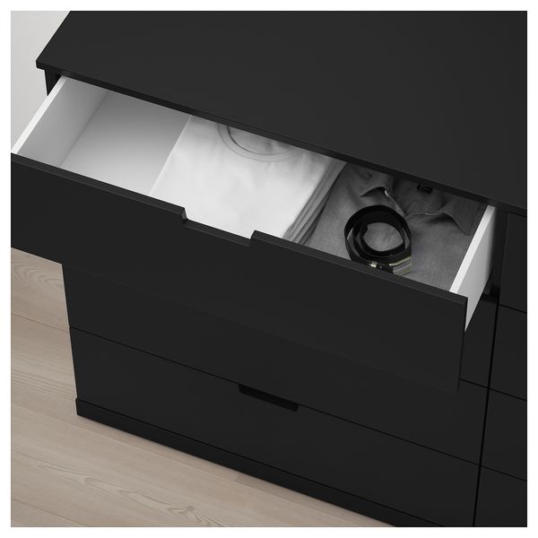 Комод с 8 ящиками НОРДЛИ, антрацит (160x99 см) - фото 4