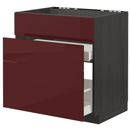 Напольный шкаф под мойку + 3 фронтальных панель, 2 ящика, 80x60 cm IKEA METOD МЕТОД, MAXIMERA МАКСИМЕРА 693.277.79