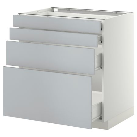 Напольный шкаф 4 фронтальных панели, 4 ящика МЕТОД / ФОРВАРА, белый, Веддинге серый
