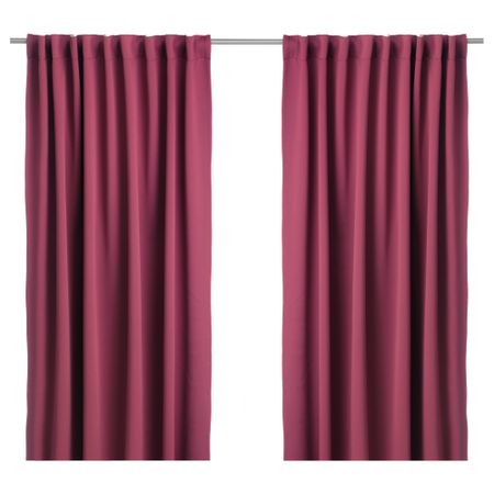 Гардины, блокирующие свет, 1 пара ВЕРНА, темно-красный (145x300 см)