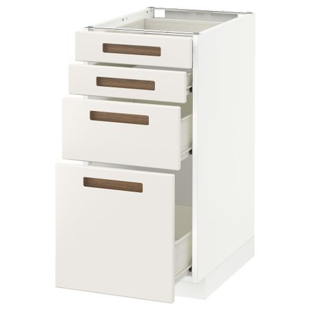 Напольный шкаф 4 фронтальных панели, 4 ящика МЕТОД / ФОРВАРА, белый, Мэрста белый