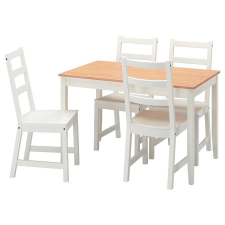 Стол и 4 стула, светлая морилка антик белая морилка/белый 118x74 см IKEA LERHAMN ЛЕРХАМН / NORDVIKEN НОРДВИКЕН 294.829.46