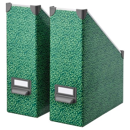 Подставка для журналов, зеленый/цветочный орнамент IKEA ФЬЕЛЛА 704.650.72