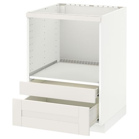 Напольный шкаф для комбинирования СВЧ, ящики МЕТОД / ФОРВАРА, белый, Сэведаль белый (60x60 см)