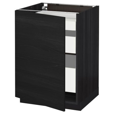 Напольный шкаф с 1 дверцей, 3 ящика МЕТОД / МАКСИМЕРА, черный, Тингсрид черный