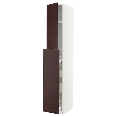 Высокий шкаф, выдвижной секцией, 1 дверца, 4 ящика, 40x60x240 cm IKEA METOD МЕТОД, MAXIMERA МАКСИМЕРА 294.619.82