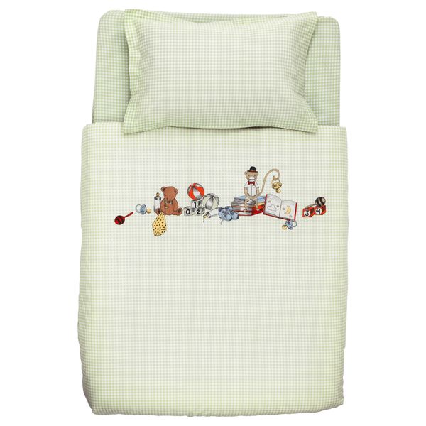 Комплект постельного белья, 3 предмета НАНИГ, зеленый (110x125/35x55 см) - фото 2