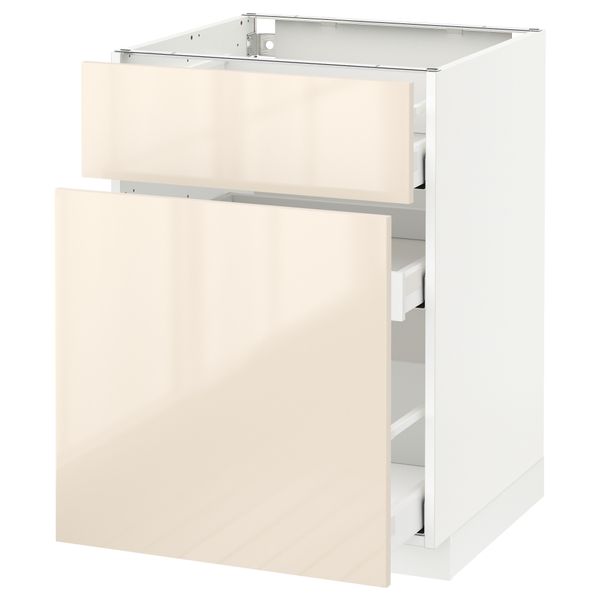 Напольный шкаф, выдвижной секцией, ящик МЕТОД / МАКСИМЕРА, белый, Рингульт кремовый - схема-чертеж с размерами