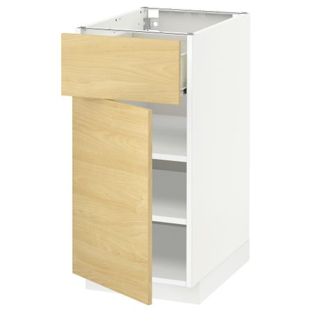 Напольный шкаф с ящиком, дверью МЕТОД / ФОРВАРА, белый, Тингсрид береза