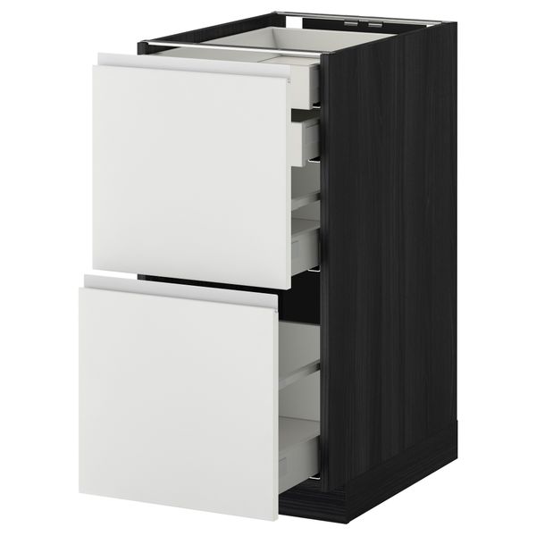 Напольный шкаф 2 фронтальные панели, 2 нижних, 1 средний, 1 высокий ящик МЕТОД / МАКСИМЕРА, черный, Нодста белый - фото 1