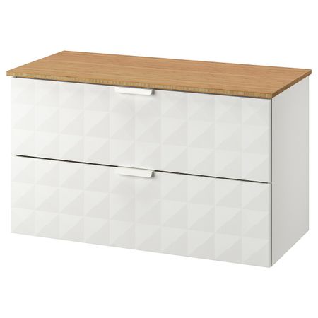 Шкаф для раковины с 2 ящ, Решён белый, бамбук 102x49x60 см IKEA ГОДМОРГОН / ТОЛКЕН 692.955.18