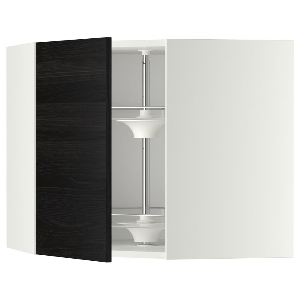 Угловой навесного шкаф с вращающейся секц, белый, Тингсрид черный 68x60 см IKEA МЕТОД 392.334.28 - схема-чертеж с размерами