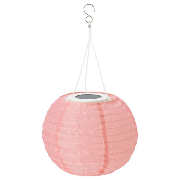 Подвесная светодиодная лампа, для сада/шаровидный розовый 22 см IKEA СОЛВИДЕН 304.516.61 - фото 1