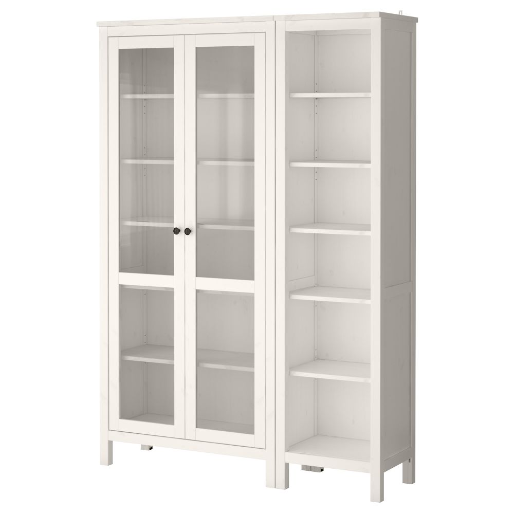 Комбинация для хранения со стеклянными дверцами ХЕМНЭС, белая морилка (139x197 см) - схема-чертеж с размерами