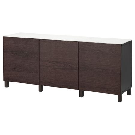 Комбинация для хранения с дверцами БЕСТО, черно-коричневый, Инвикен черно-коричневый (180x42x74 см)