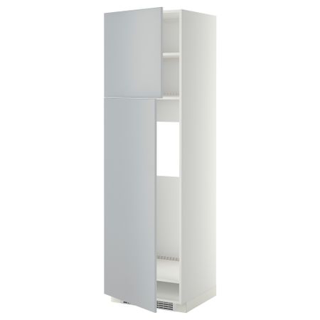 Высокий шкаф для холодильника, 2 дверцы МЕТОД, белый, Веддинге серый