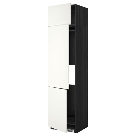 Высокий шкаф для холодильника или морозильника, с 3 дверями МЕТОД, черный, Хэггеби белый