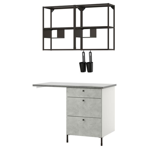 Комбинация для хранения, 121.5x63.5x222 см, антрацит, под бетон IKEA BEGIVENHET БЕГИВЕНХЕТ 193.315.14 - фото 2