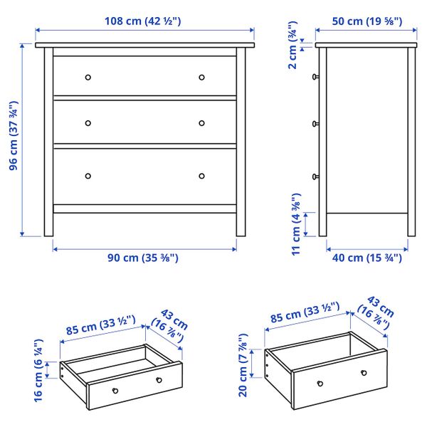 Комплект мебели для/спальни, 3 предм., белая морилка 80x200 см IKEA HEMNES ХЕМНЭС 094.880.01 - фото 11