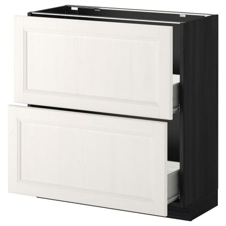 Напольный шкаф с 2 ящиками МЕТОД / ФОРВАРА, черный, Лаксарби белый