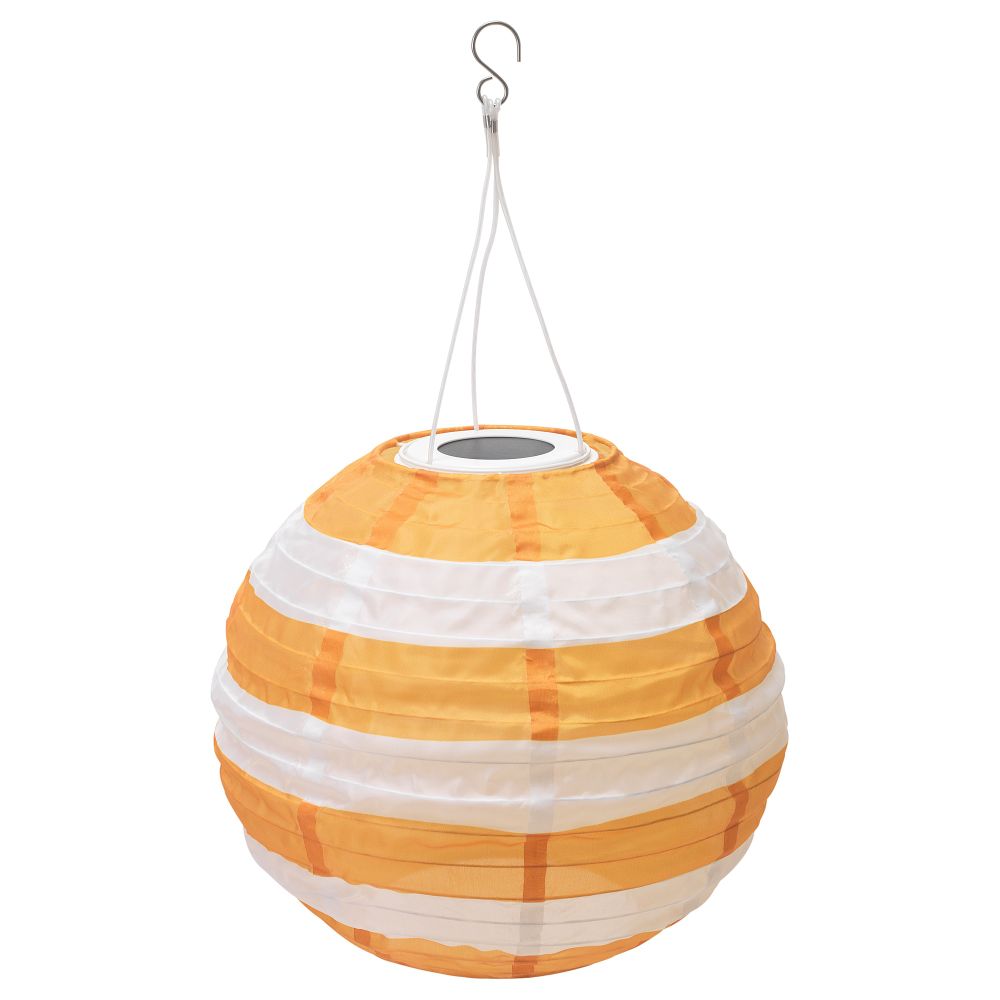 Подвесная светодиодная лампа СОЛВИДЕН, для сада шаровидный, в полоску желтый (30 см) - фото 1