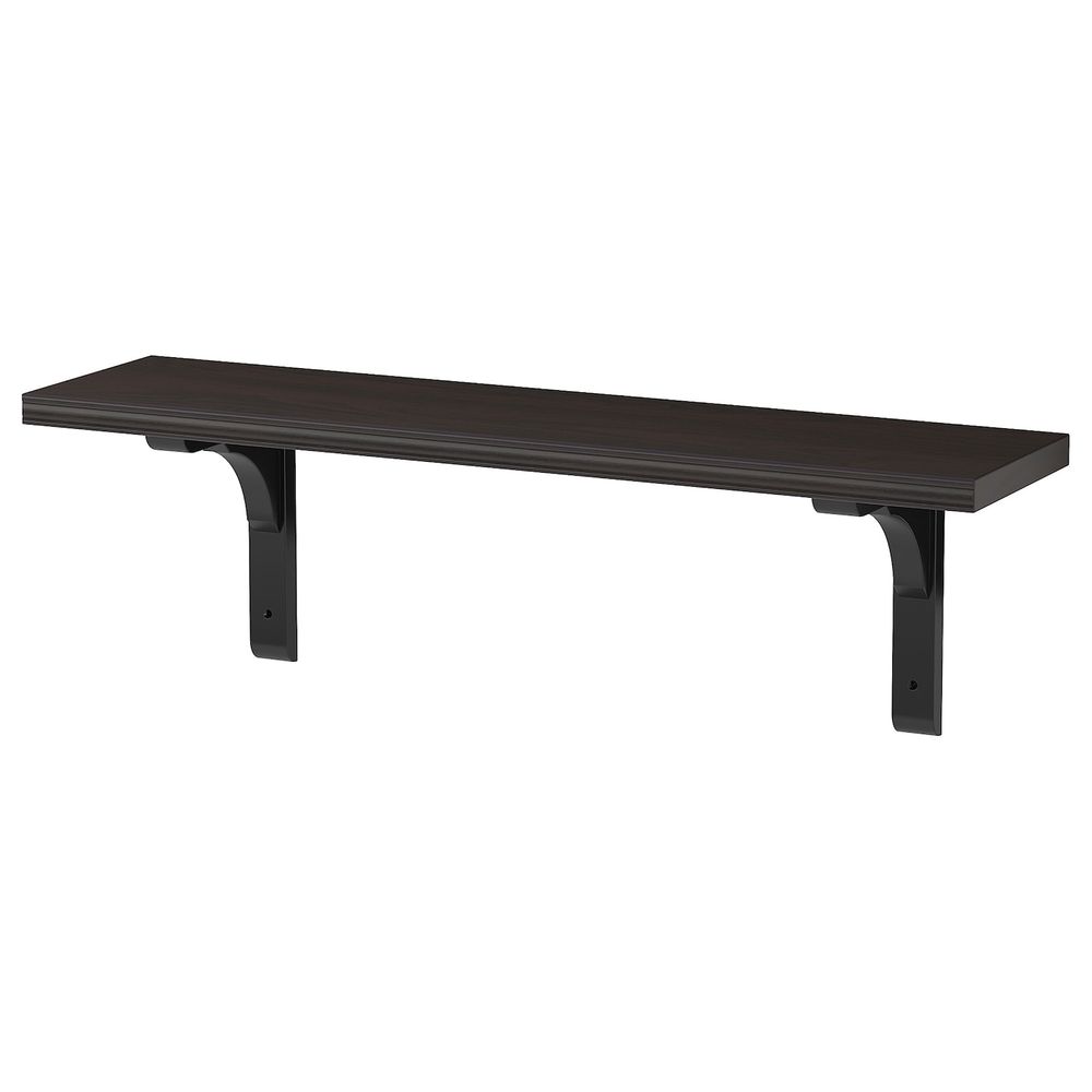 Полка навесная, коричнево-чёрный 80x20 см IKEA BERGSHULT БЕРГСХУЛЬТ / RAMSHULT РАМСГУЛЬТ 892.906.14 - фото 1