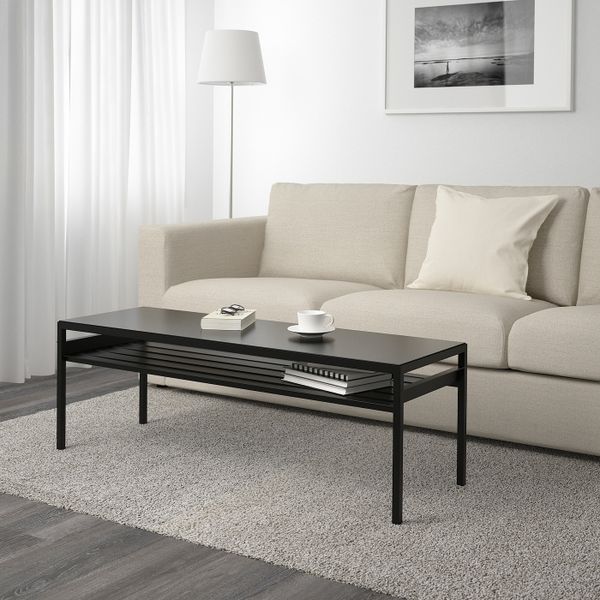 Журнальный стол/2-сторон столешница, черный/бежевый, 120x40x40 см IKEA НИБОДА 403.479.28 - фото 2