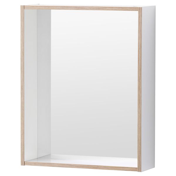 Зеркало с полкой ТИНГЕН, белый, под ясень (40x12x50 см) - фото 1