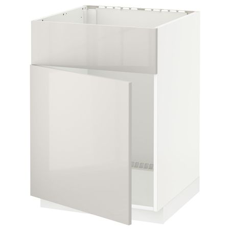 Шкаф под мойку/дверь/фасад, белый/Рингульт светло-серый 60x60 см IKEA METOD МЕТОД 194.445.06