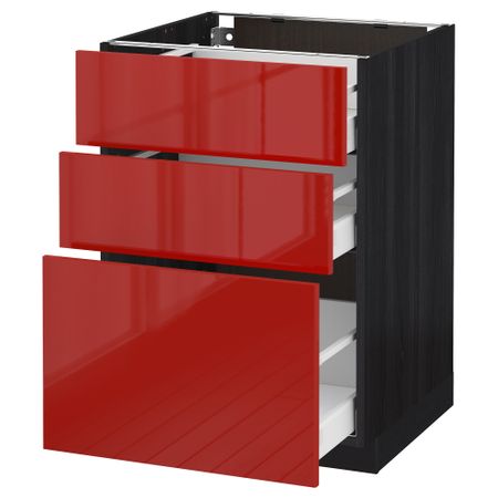 Напольный шкаф с 3 ящиками МЕТОД / МАКСИМЕРА, черный, Рингульт красный