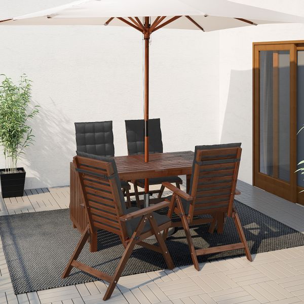 Стол + 4 кресла, для/сада, коричневая морилка/Холло черный IKEA ÄPPLARÖ ЭПЛАРО 392.289.45 - фото 4