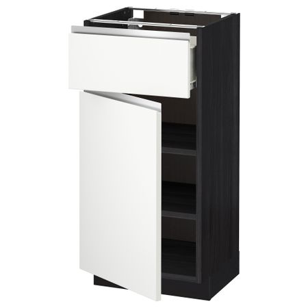 Напольный шкаф с ящиком, дверью МЕТОД / ФОРВАРА, черный, Нодста белый