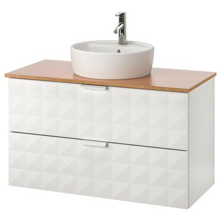 Шкаф п-раковину/столешн45/раковина, Решён белый, бамбук ДАЛЬШЕР смеситель 102x49x74 см IKEA ГОДМОРГОН/ТОЛКЕН / ТОРНВИКЕН