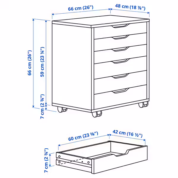 ALEX Тумба с ящиками на колесах - черно-коричневый 67x66 см - фото 3