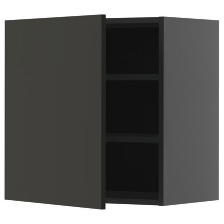 METOD Навесной шкаф с полками - черно-серый/Nickebo матовый антрацит 60x60 см