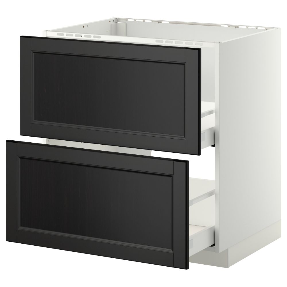 Напольный шкаф под мойку + 2 фронтальных панели, 2 ящика МЕТОД / МАКСИМЕРА, белый, Лаксарби черно-коричневый - схема-чертеж с размерами