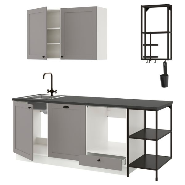 Кухня, 223x63.5x222 см, антрацит/серый каркас IKEA ENHET 493.377.55 - фото 1