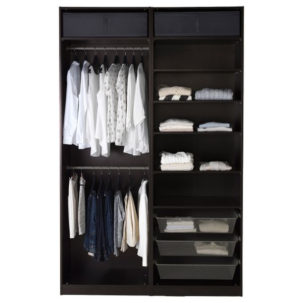 Гардероб, черно-коричневый/Хасвик глянцевый, белый 150x66x236 см IKEA PAX ПАКС 692.487.96 - фото 3