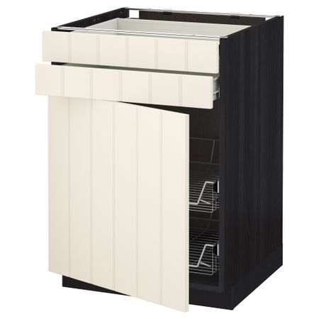 Напольный шкаф, дверца, 2 ящика, проволочных корзин МЕТОД / ФОРВАРА, черный, Хитарп белый с оттенком