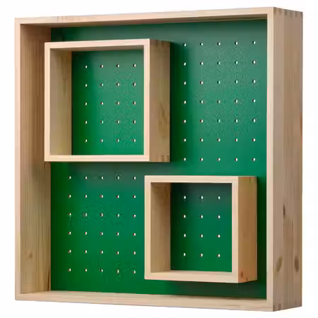 SKOGSMOSAIK СКОГСМОСАИК Полка-витрина - сосна/зеленый 45x45 см
