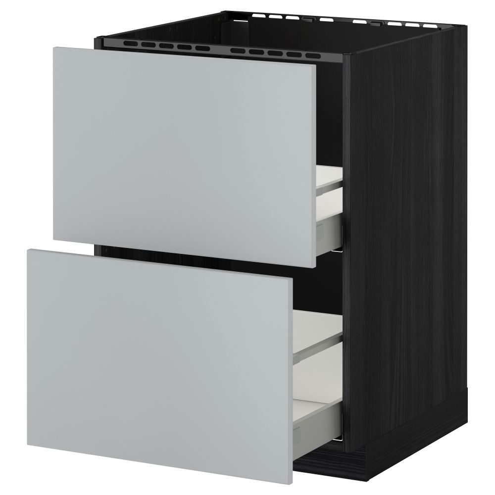 Напольный шкаф под мойку + 2 фронтальных панели, 2 ящика МЕТОД / МАКСИМЕРА, черный, Веддинге серый - схема-чертеж с размерами