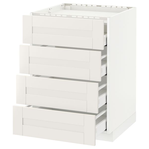 Напольный шкаф, 4 фронтальных панели, 4 ящика МЕТОД / МАКСИМЕРА, белый, Сэведаль белый - схема-чертеж с размерами
