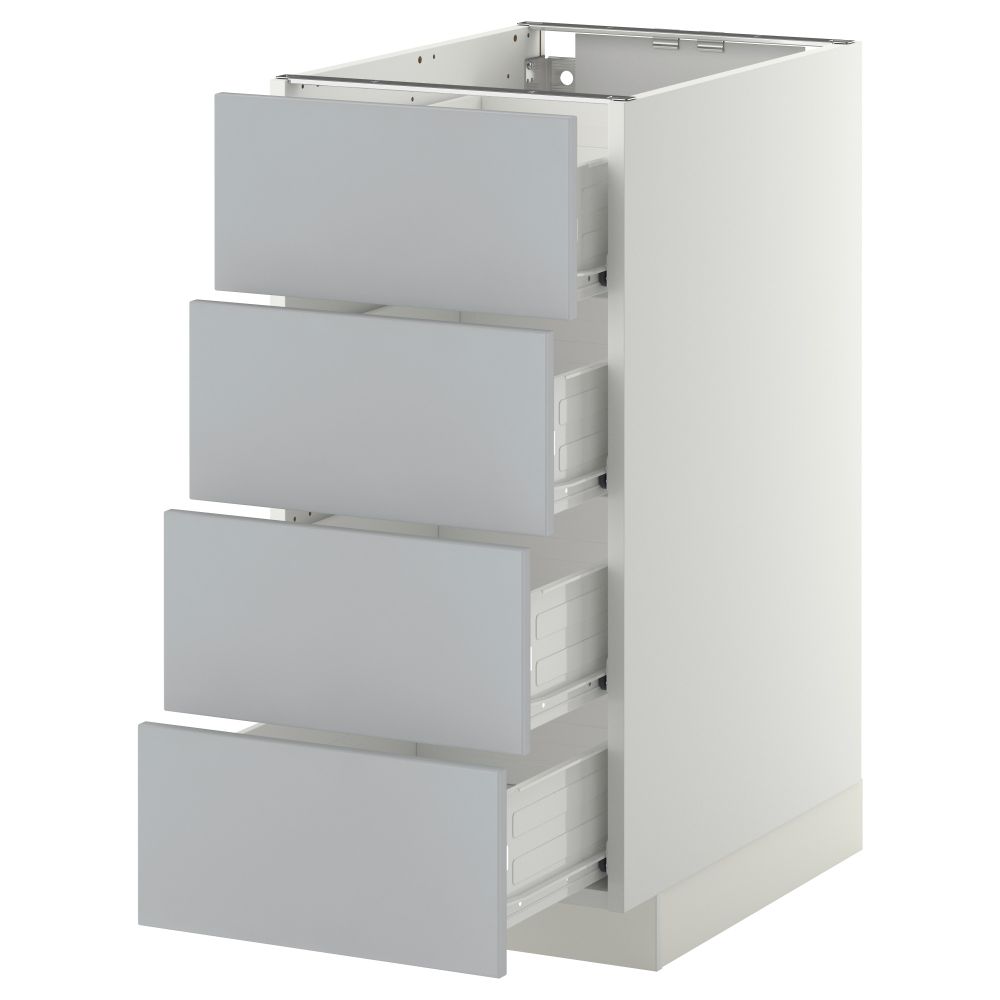 Напольный шкаф 4 фронтальных панели, 4 ящика МЕТОД / ФОРВАРА, белый, Веддинге серый - схема-чертеж с размерами
