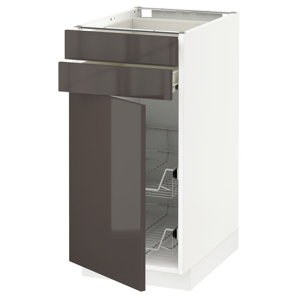 Напольный шкаф, дверца, 2 ящика, проволочных корзин МЕТОД / ФОРВАРА, белый, Рингульт серый - схема-чертеж с размерами