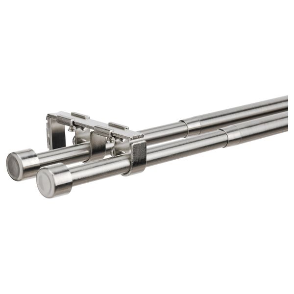 Двойной гардинный карниз, никелированный 120-210 см 19 мм IKEA BEKRÄFTA БЕКРЭФТА 904.896.99 - фото 1